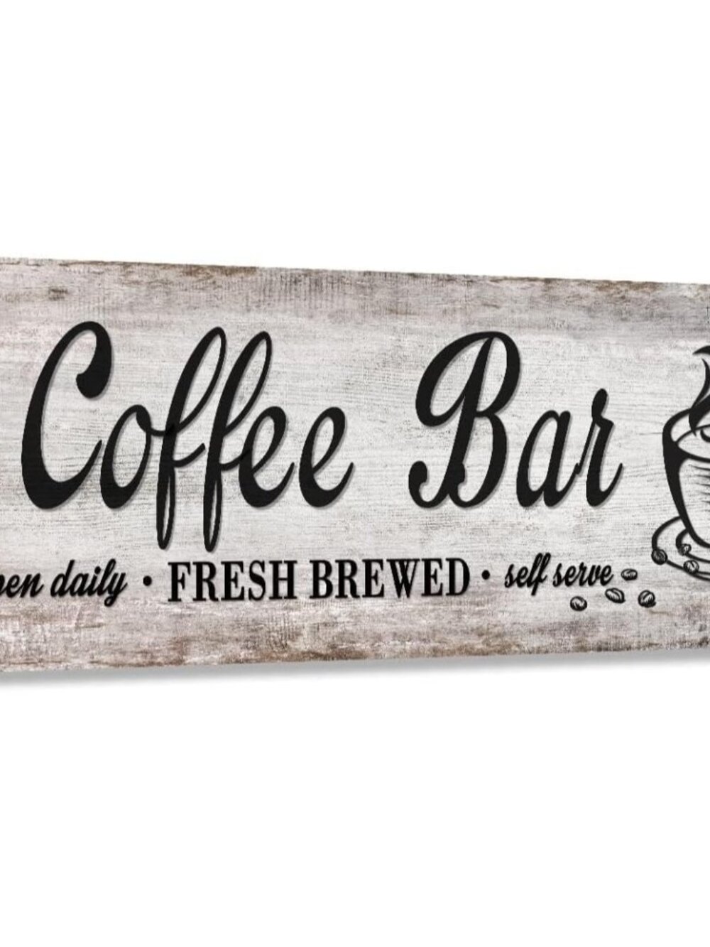 Rustic Wood Grain Coffee Station,Retro Coffee Bar Signs for Kitchen 6x17